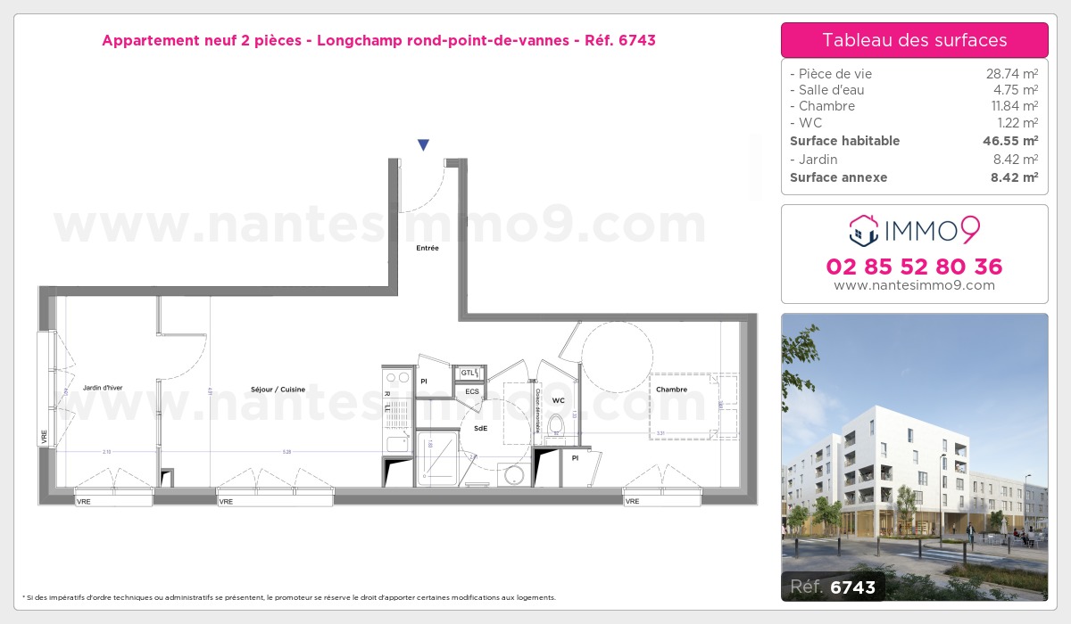Plan et surfaces, Programme neuf Nantes : Longchamp rond-point-de-vannes Référence n° 6743