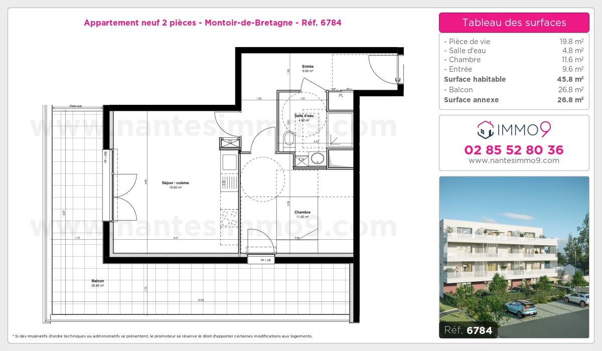 Plan et surfaces, Programme neuf Montoir-de-Bretagne Référence n° 6784