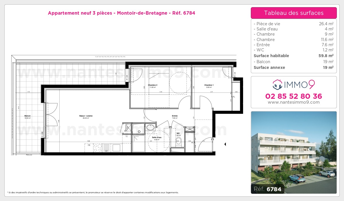 Plan et surfaces, Programme neuf Montoir-de-Bretagne Référence n° 6784