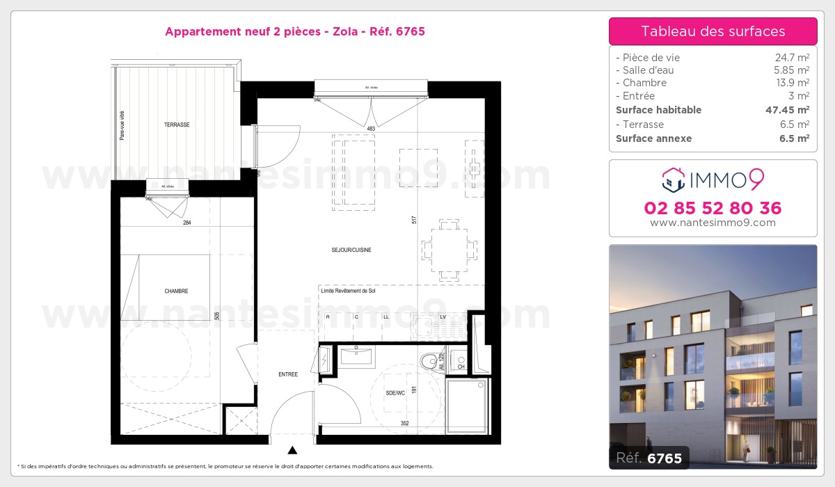Plan et surfaces, Programme neuf Nantes : Zola Référence n° 6765