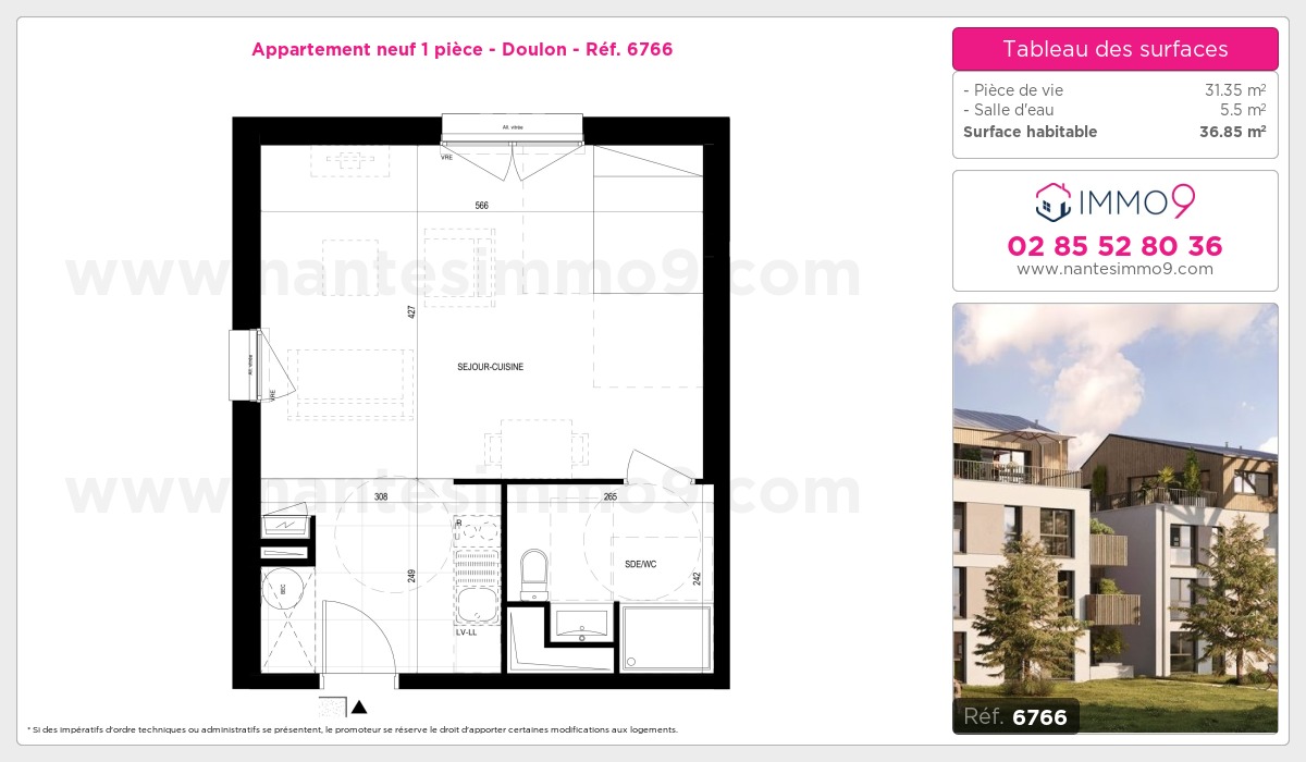 Plan et surfaces, Programme neuf Nantes : Doulon Référence n° 6766