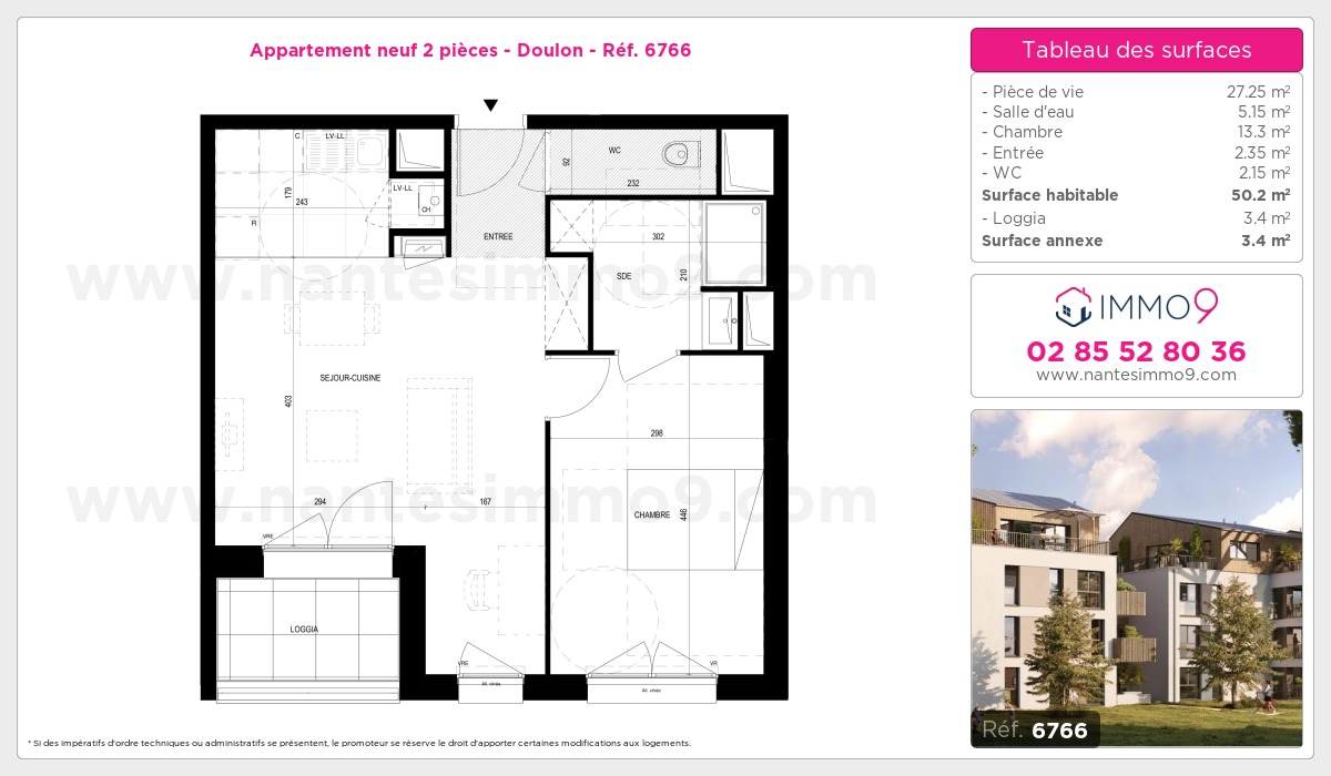 Plan et surfaces, Programme neuf Nantes : Doulon Référence n° 6766