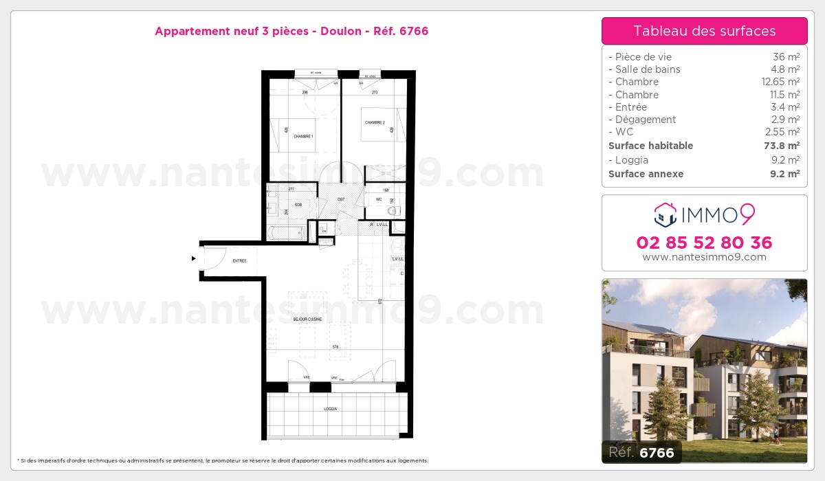 Plan et surfaces, Programme neuf Nantes : Doulon Référence n° 6766