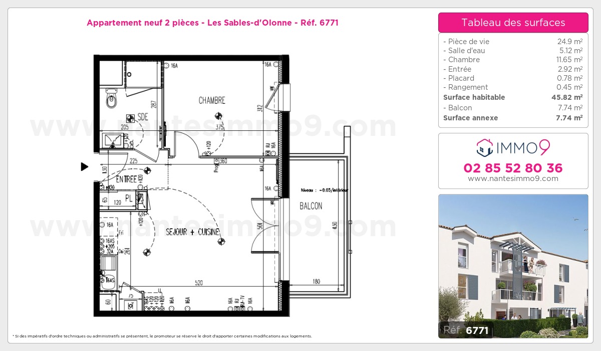 Plan et surfaces, Programme neuf Sables-d'Olonne Référence n° 6771