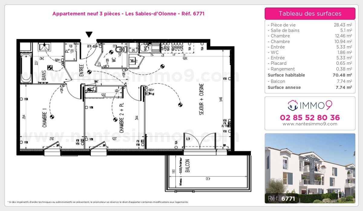 Plan et surfaces, Programme neuf Sables-d'Olonne Référence n° 6771