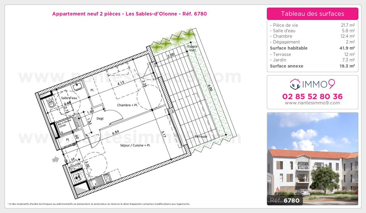 Plan et surfaces, Programme neuf Sables-d'Olonne Référence n° 6780