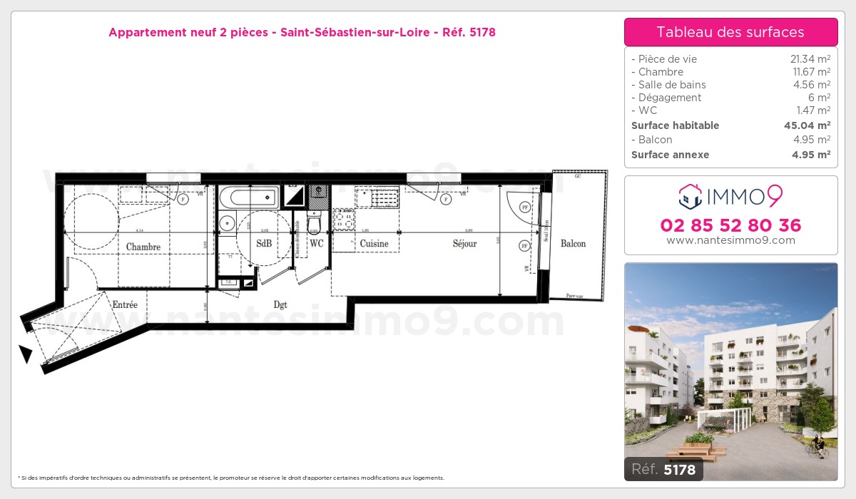 Plan et surfaces, Programme neuf Saint-Sébastien-sur-Loire Référence n° 5178