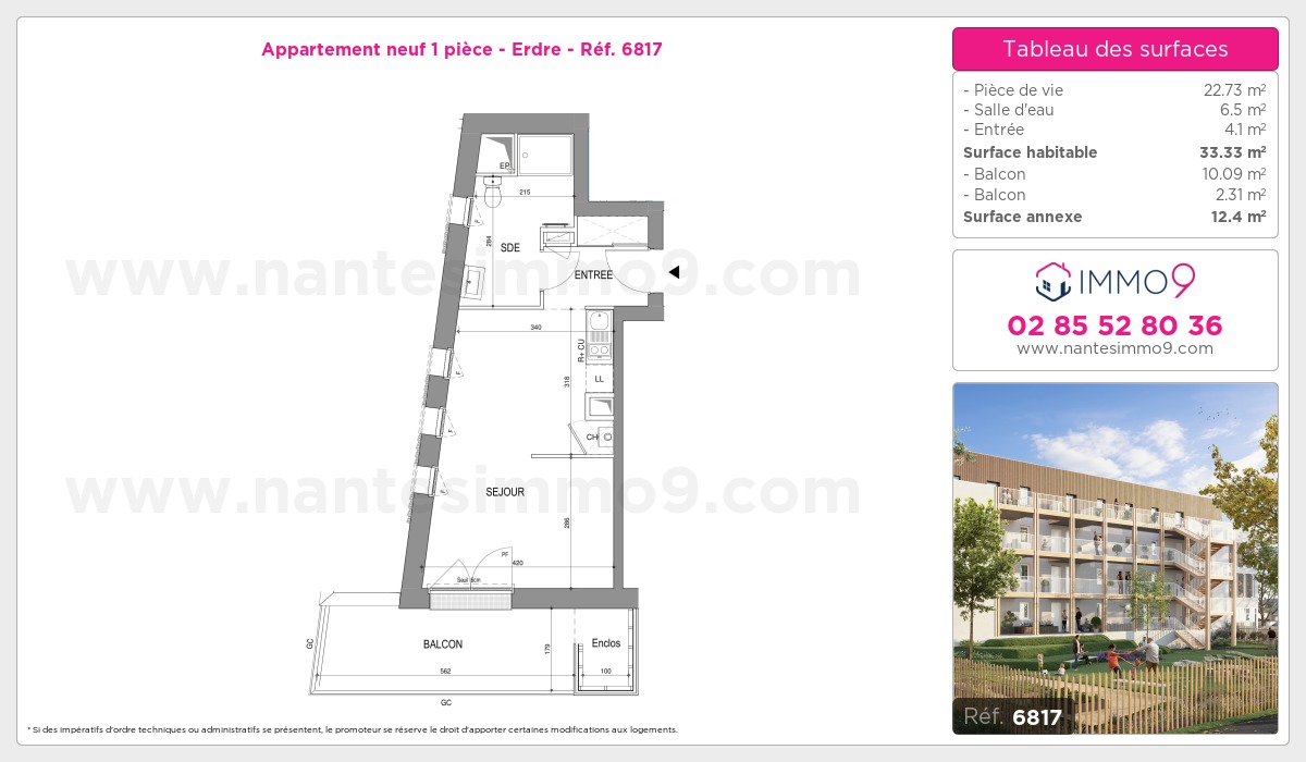 Plan et surfaces, Programme neuf Nantes : Erdre Référence n° 6817