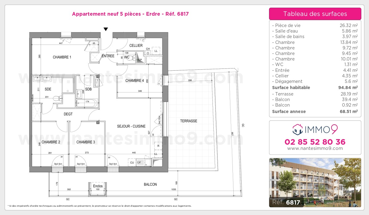 Plan et surfaces, Programme neuf Nantes : Erdre Référence n° 6817