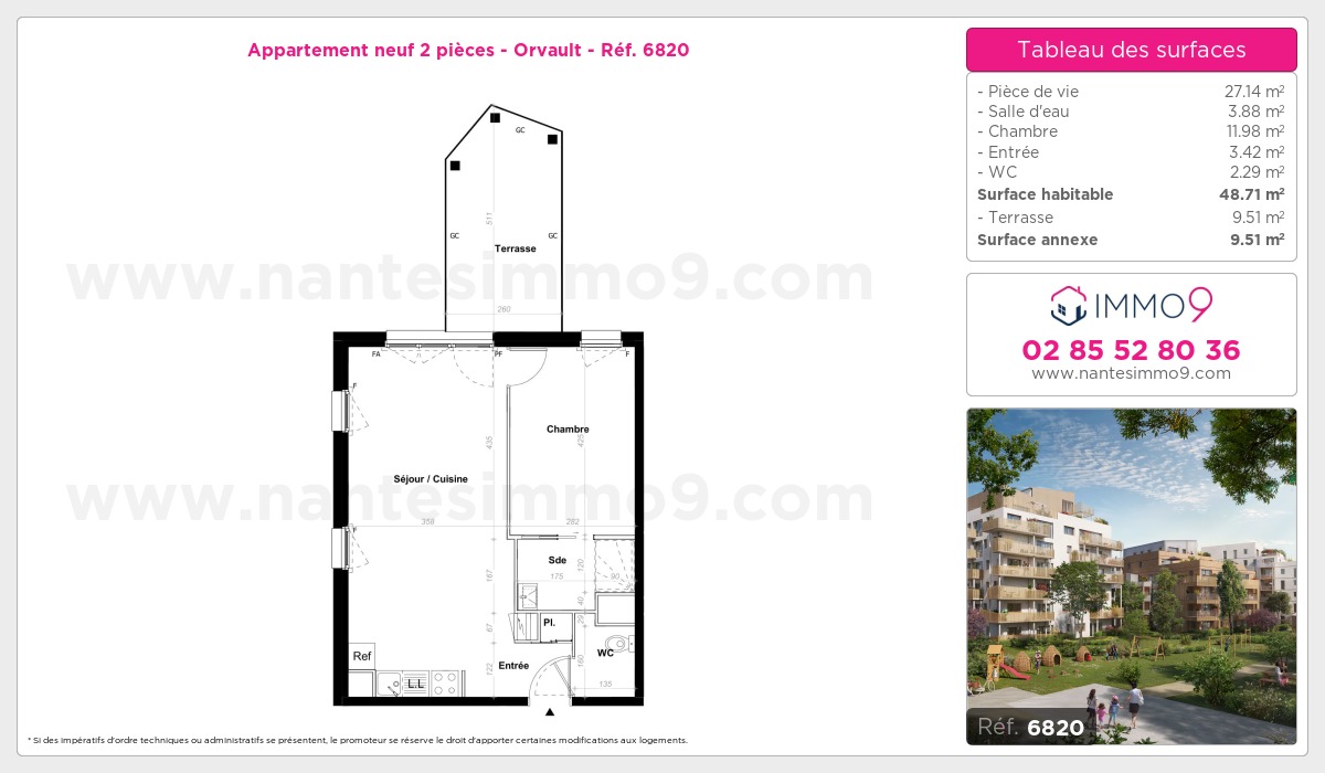 Plan et surfaces, Programme neuf Orvault Référence n° 6820