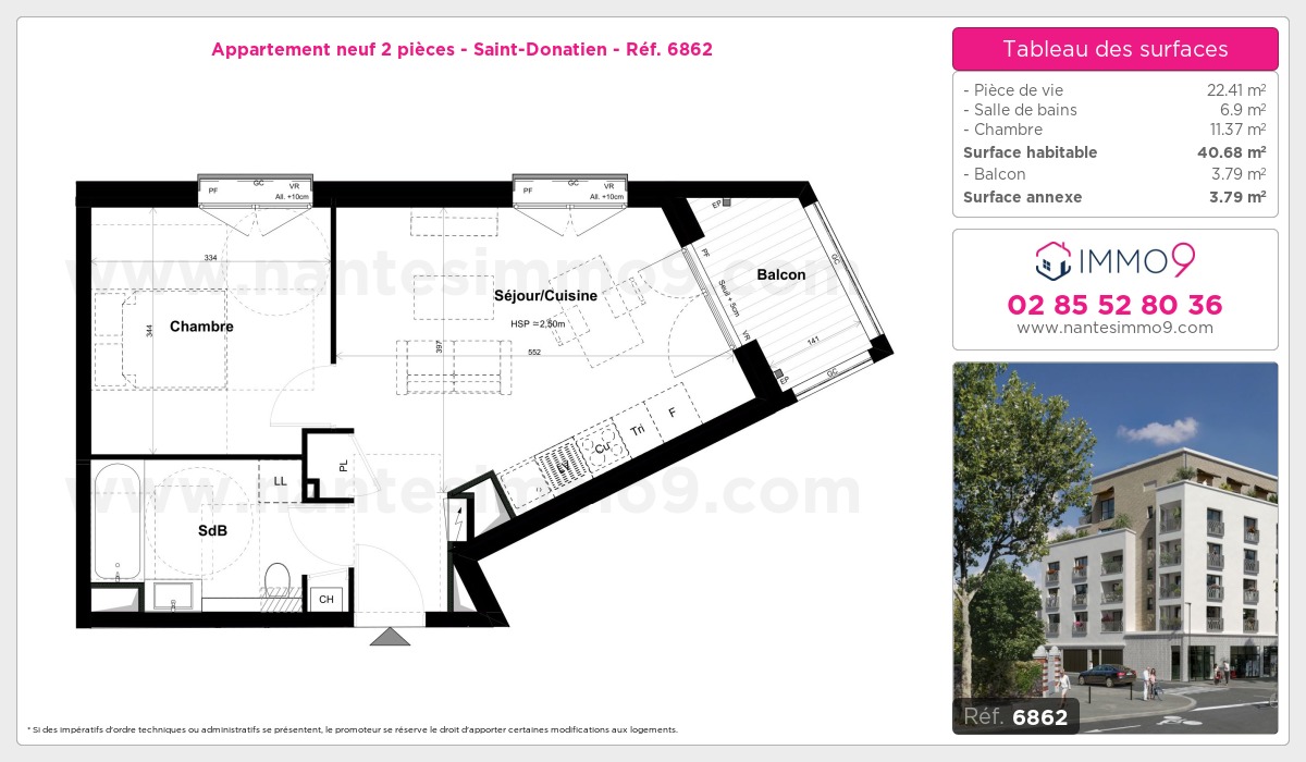 Plan et surfaces, Programme neuf Nantes : Saint-Donatien Référence n° 6862
