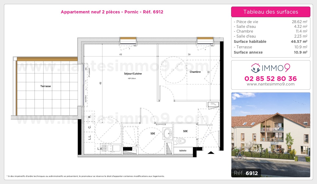 Plan et surfaces, Programme neuf Pornic Référence n° 6912