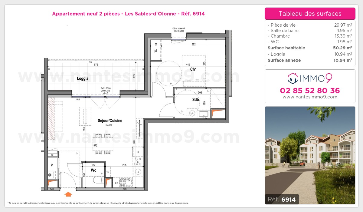 Plan et surfaces, Programme neuf Sables-d'Olonne Référence n° 6914