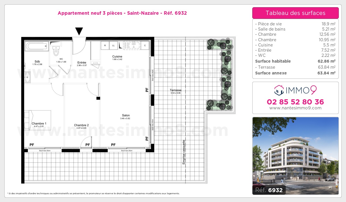 Plan et surfaces, Programme neuf Saint-Nazaire Référence n° 6932