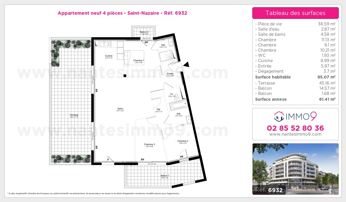 Plan et surfaces, Programme neuf Saint-Nazaire Référence n° 6932