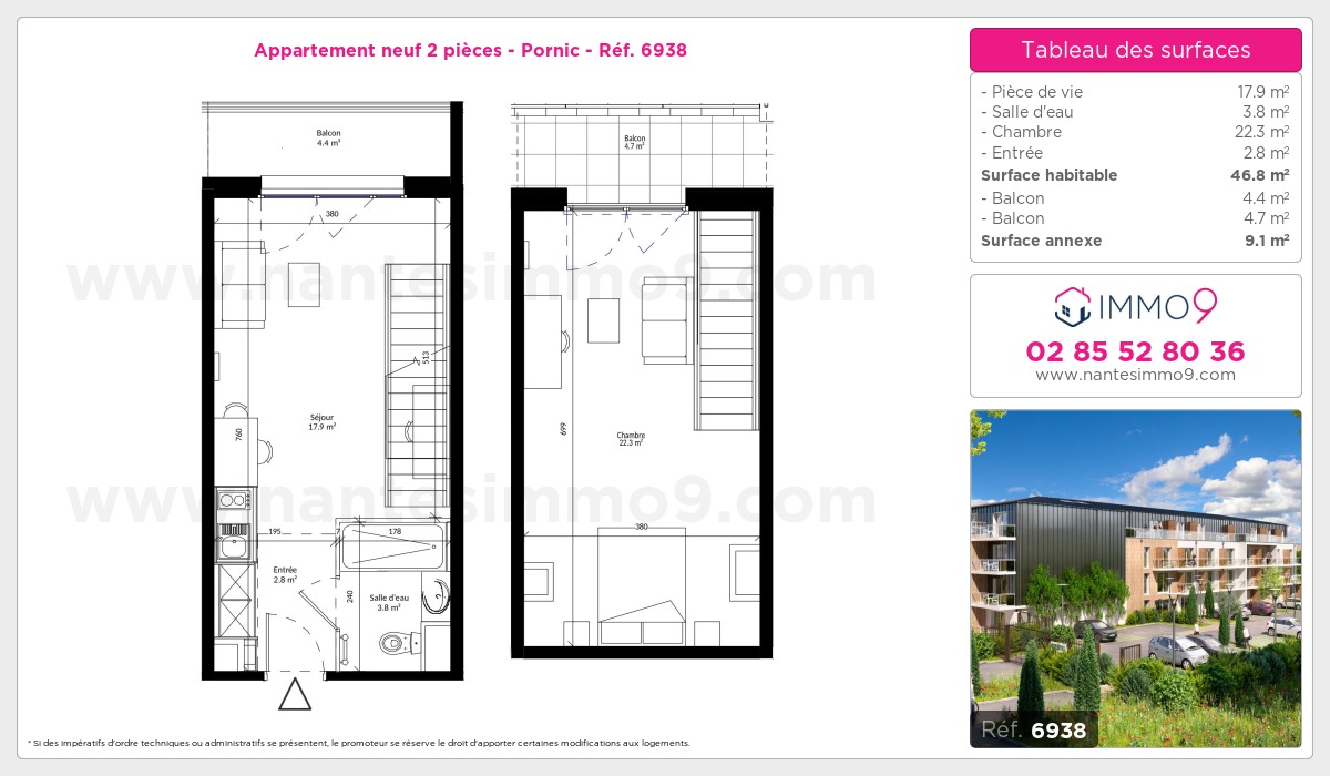 Plan et surfaces, Programme neuf Pornic Référence n° 6938
