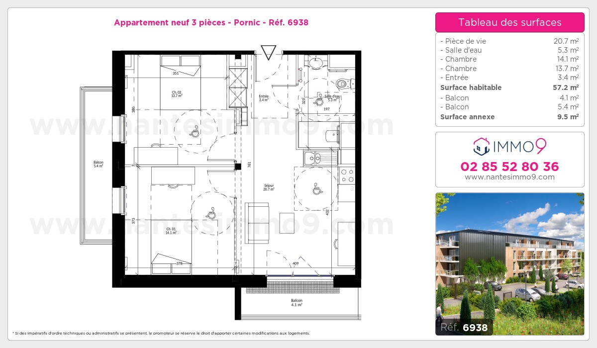 Plan et surfaces, Programme neuf Pornic Référence n° 6938