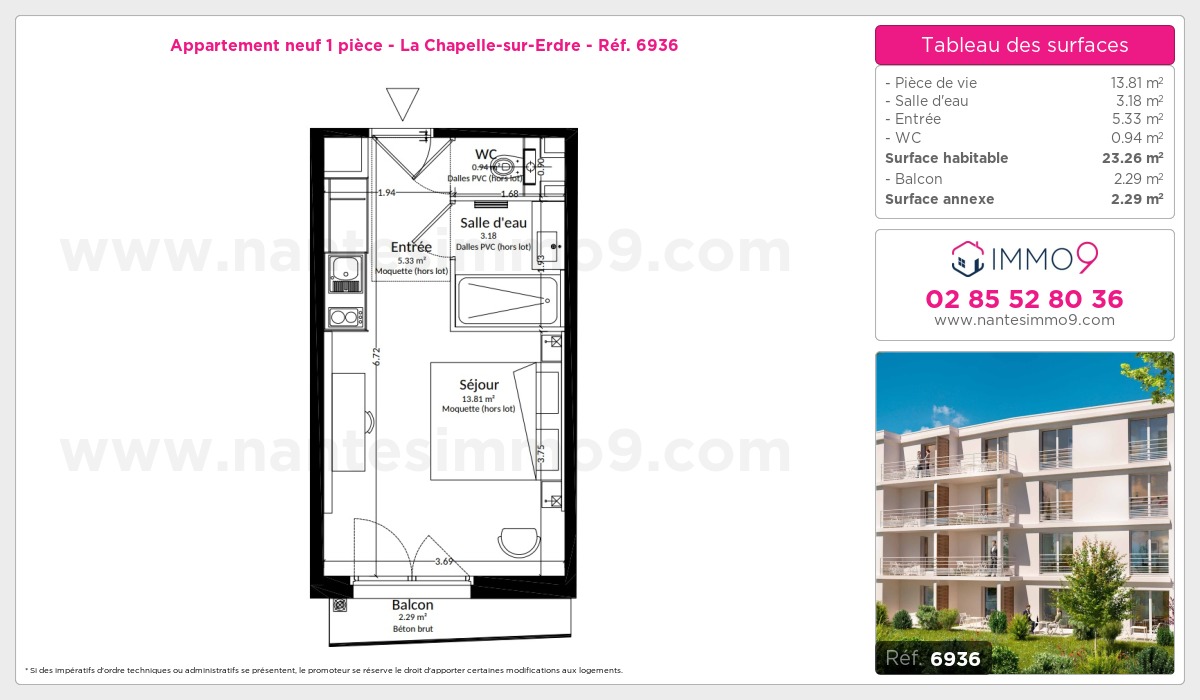 Plan et surfaces, Programme neuf Chapelle-sur-Erdre Référence n° 6936