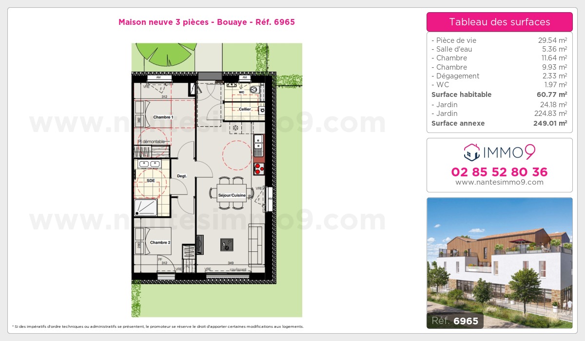 Plan et surfaces, Programme neuf Bouaye Référence n° 6965