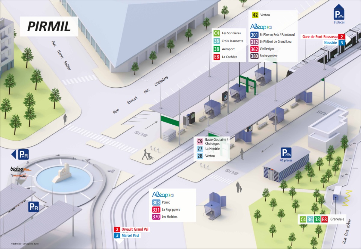  Quartier Saint-Jacques Nantes – Plan 3D de la station de tramway Pirmil 
