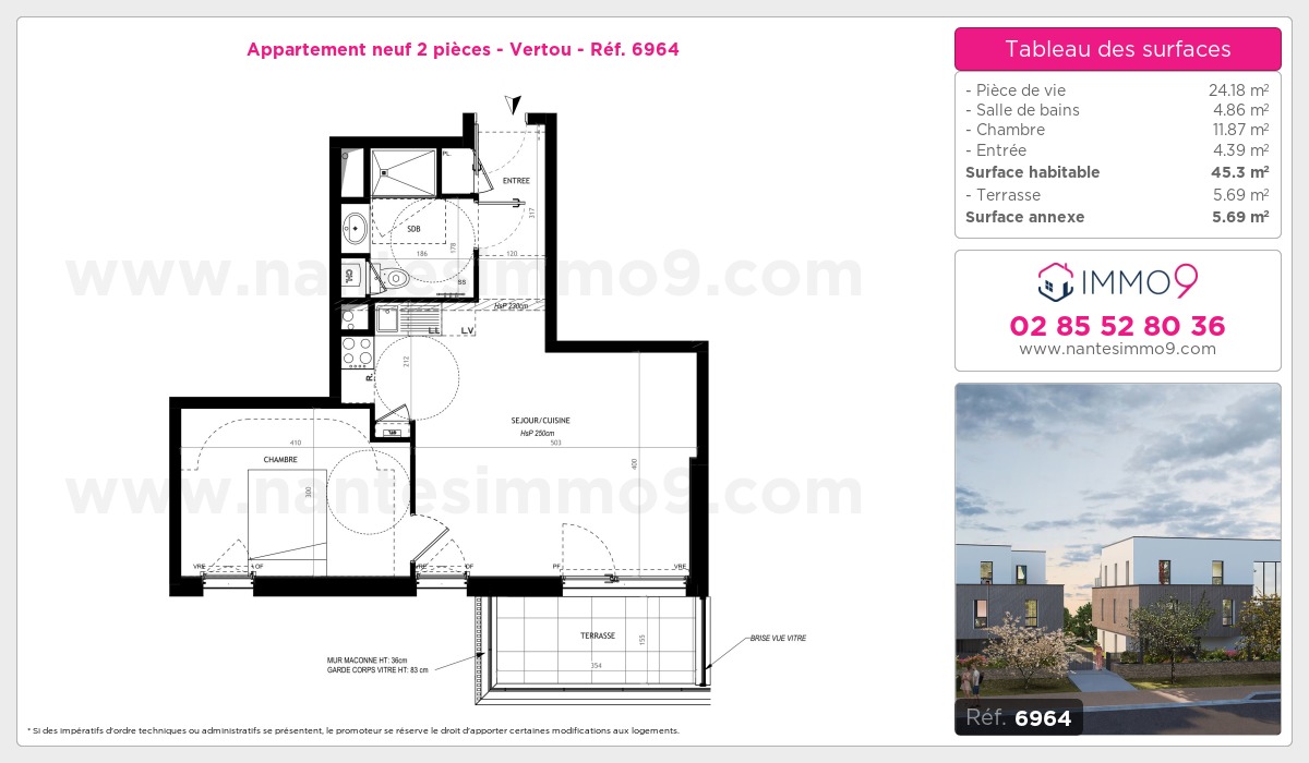 Plan et surfaces, Programme neuf Vertou Référence n° 6964