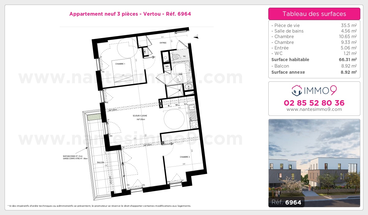 Plan et surfaces, Programme neuf Vertou Référence n° 6964