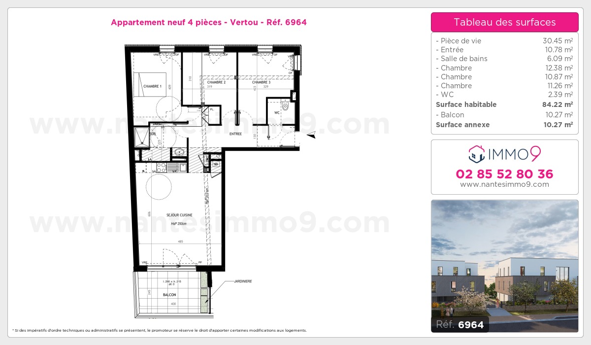 Plan et surfaces, Programme neuf Vertou Référence n° 6964
