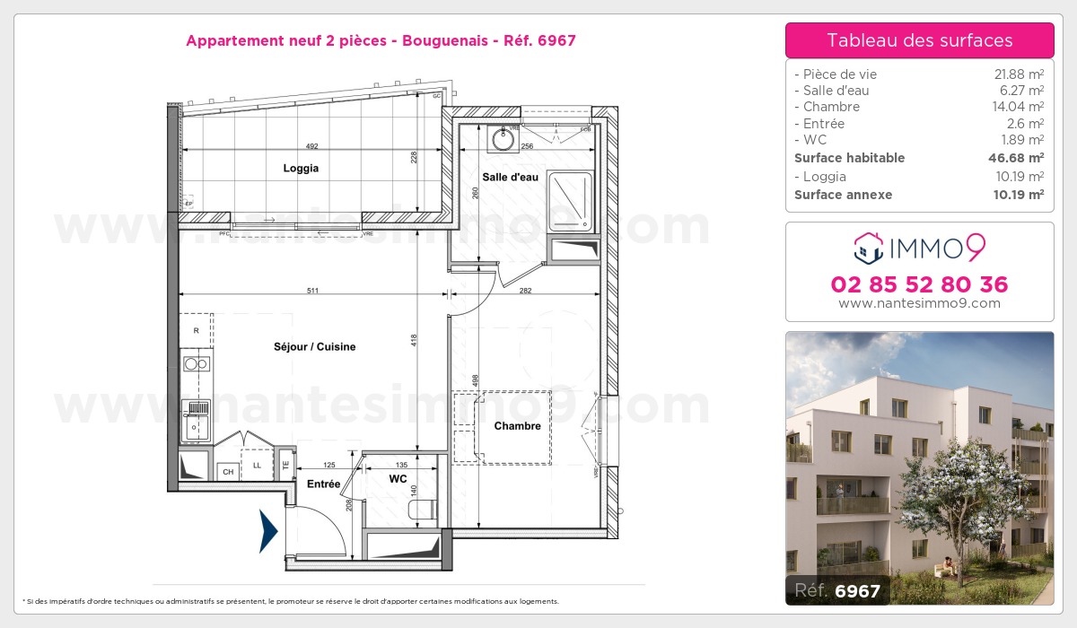 Plan et surfaces, Programme neuf Bouguenais Référence n° 6967