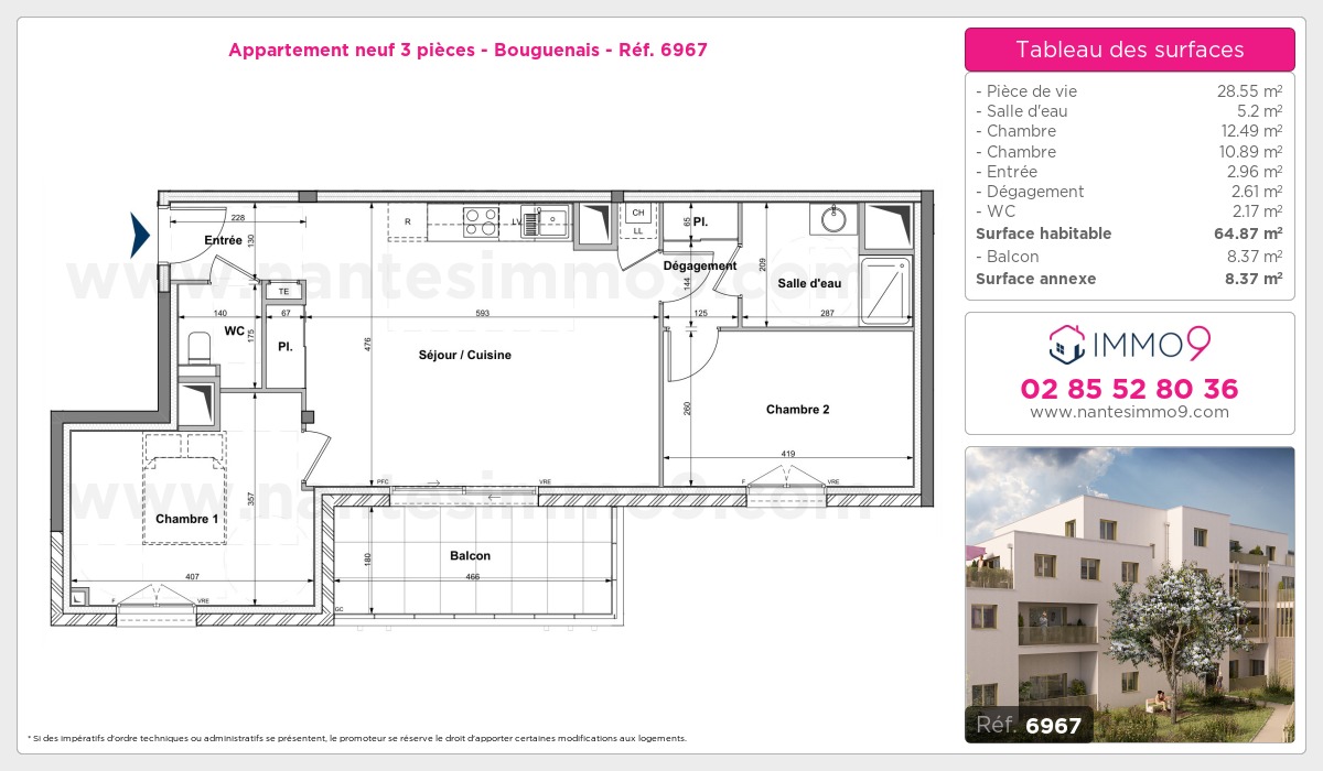 Plan et surfaces, Programme neuf Bouguenais Référence n° 6967