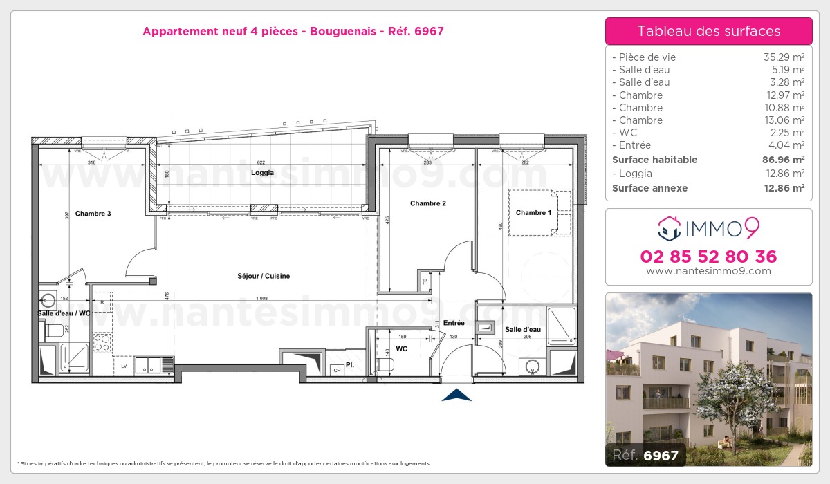 Plan et surfaces, Programme neuf Bouguenais Référence n° 6967