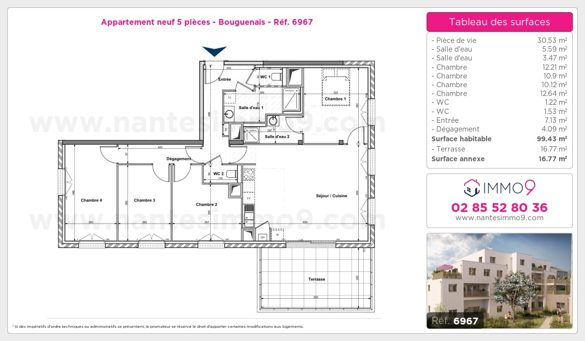 Plan et surfaces, Programme neuf Bouguenais Référence n° 6967