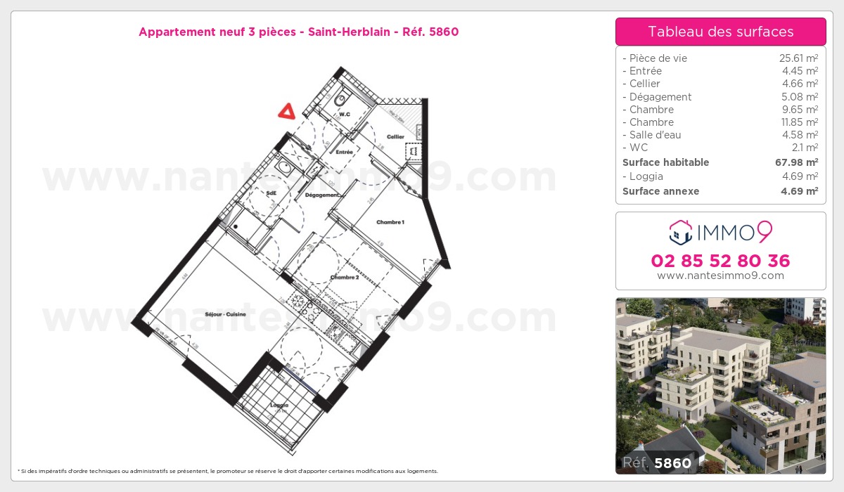 Plan et surfaces, Programme neuf Saint-Herblain Référence n° 5860