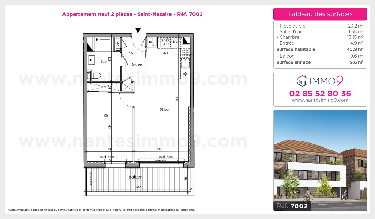Plan et surfaces, Programme neuf Saint-Nazaire Référence n° 7002