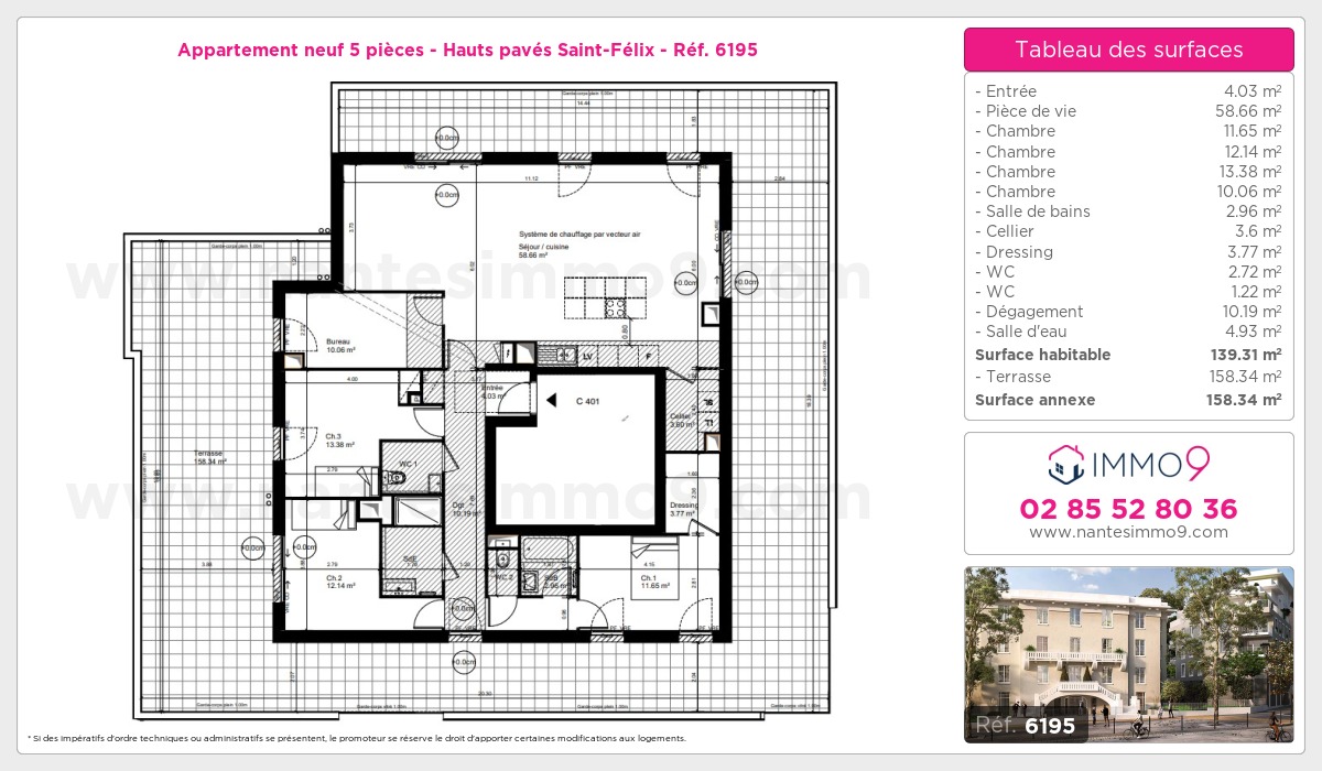 Plan et surfaces, Programme neuf Nantes : Hauts pavés Saint-Félix Référence n° 6195