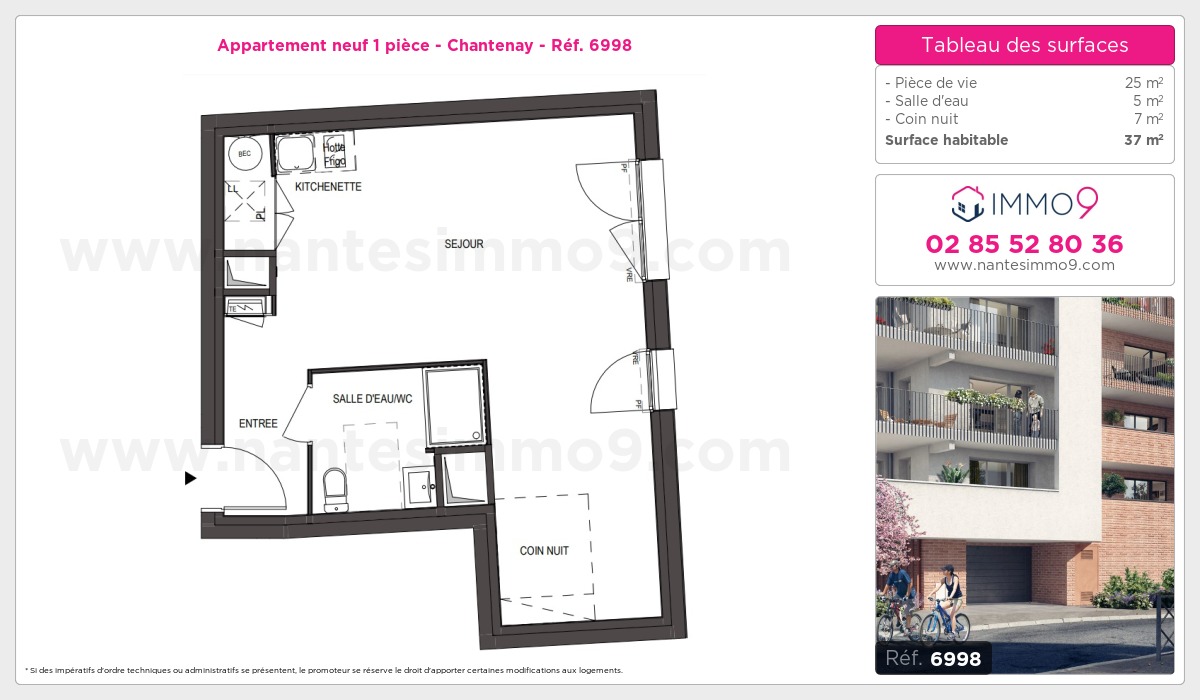 Plan et surfaces, Programme neuf Nantes : Chantenay Référence n° 6998