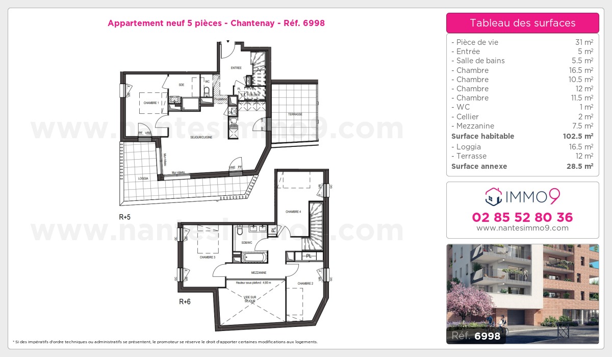 Plan et surfaces, Programme neuf Nantes : Chantenay Référence n° 6998