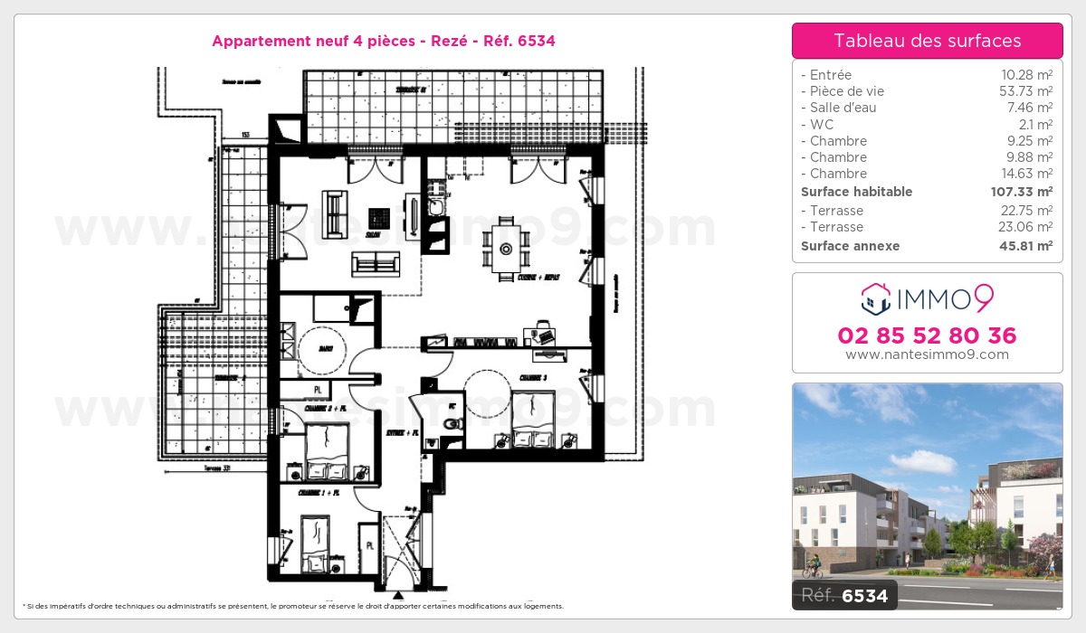 Plan et surfaces, Programme neuf Rezé Référence n° 6534