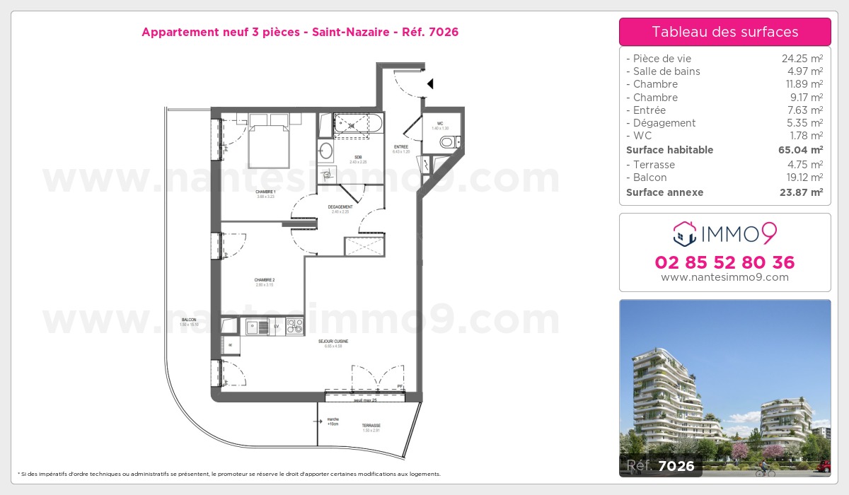 Plan et surfaces, Programme neuf Saint-Nazaire Référence n° 7026