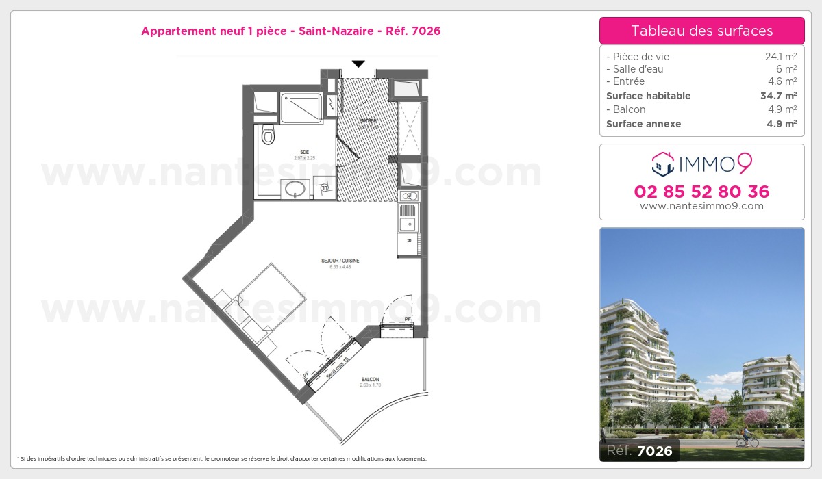 Plan et surfaces, Programme neuf Saint-Nazaire Référence n° 7026