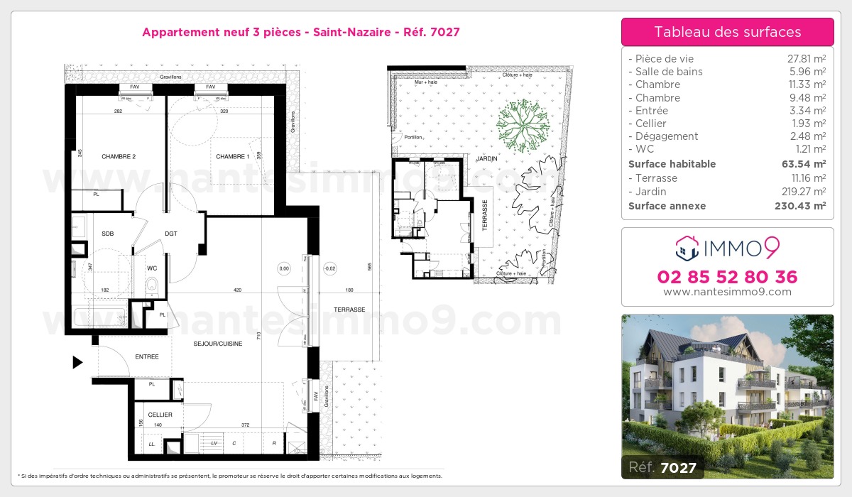 Plan et surfaces, Programme neuf Saint-Nazaire Référence n° 7027