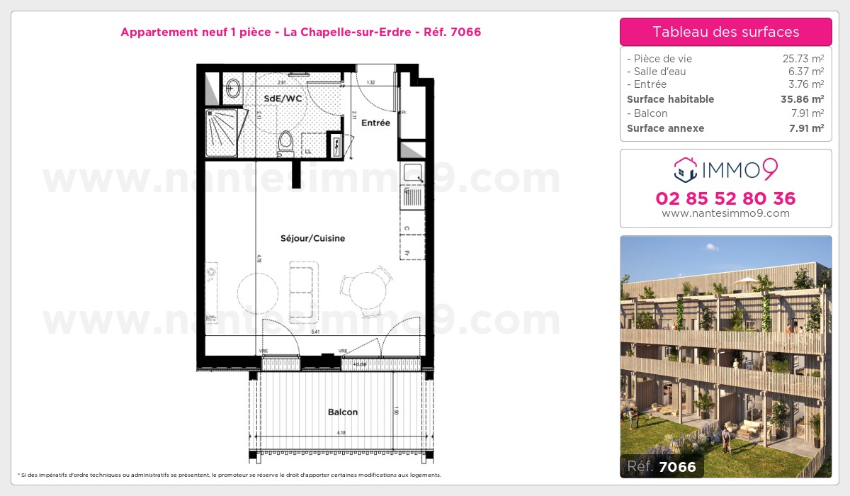 Plan et surfaces, Programme neuf Chapelle-sur-Erdre Référence n° 7066