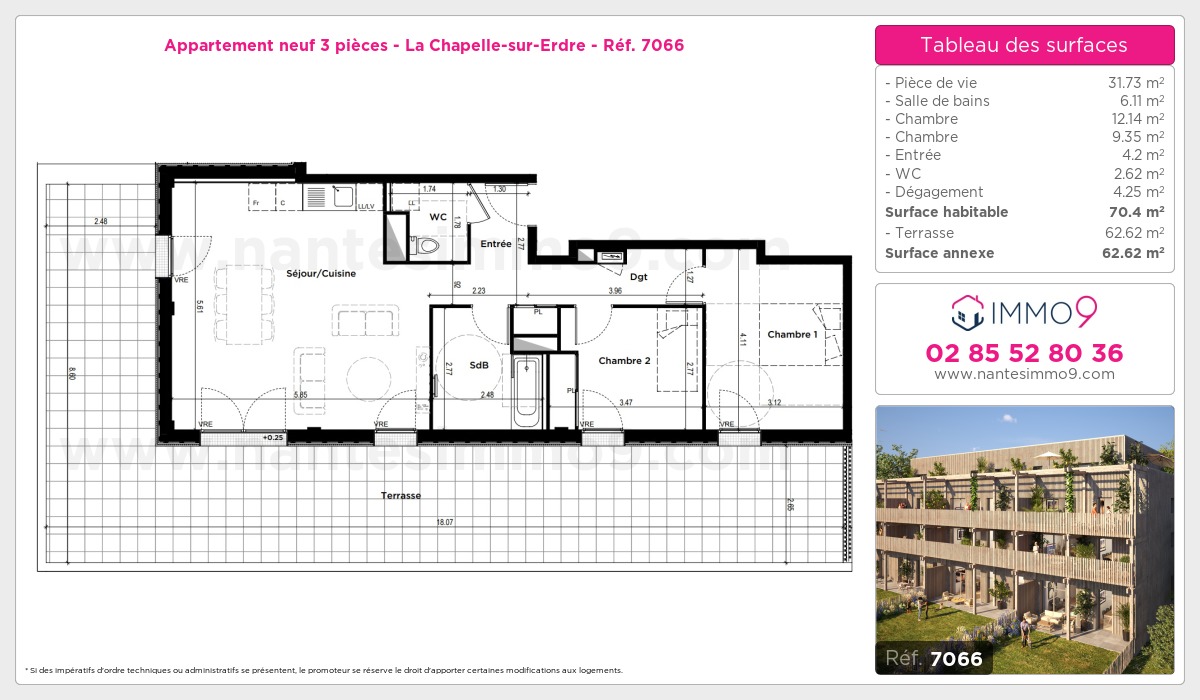 Plan et surfaces, Programme neuf Chapelle-sur-Erdre Référence n° 7066