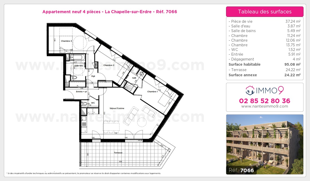 Plan et surfaces, Programme neuf Chapelle-sur-Erdre Référence n° 7066