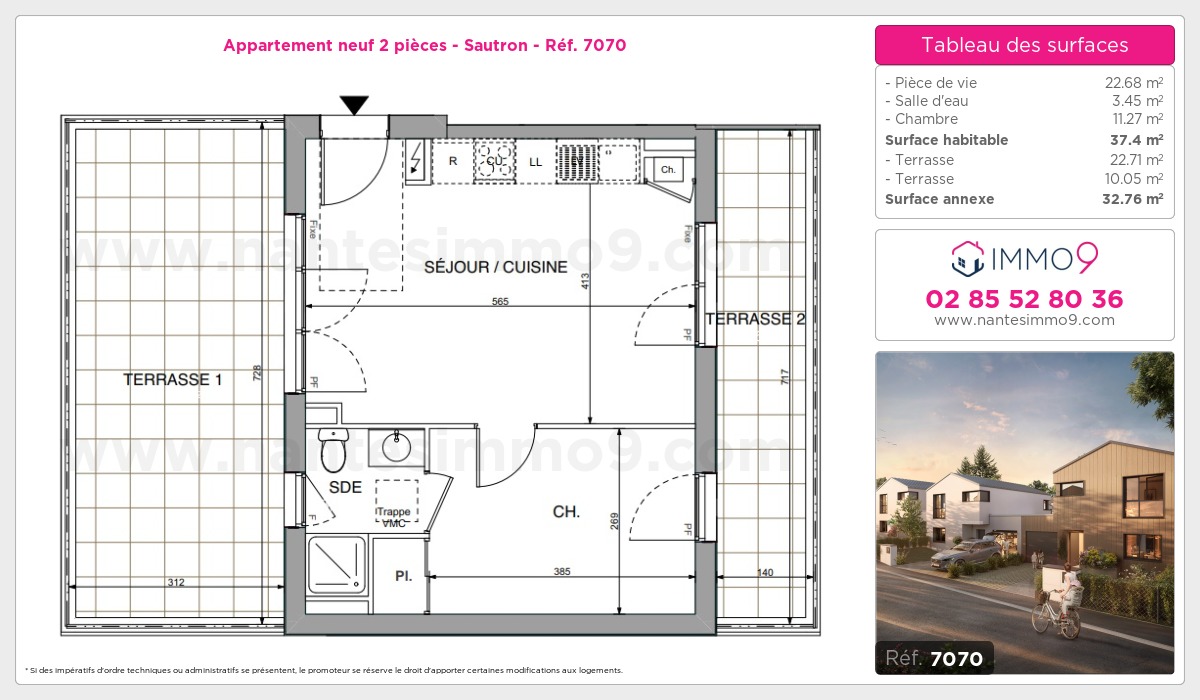 Plan et surfaces, Programme neuf Sautron Référence n° 7070