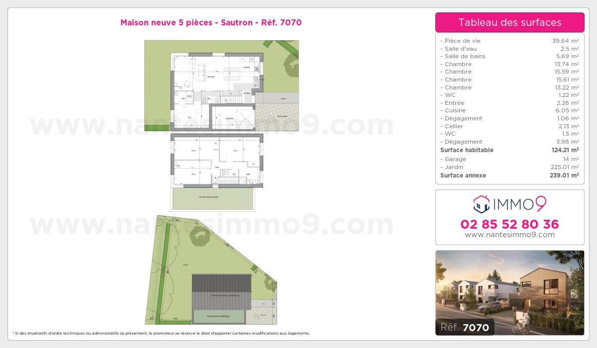 Plan et surfaces, Programme neuf Sautron Référence n° 7070