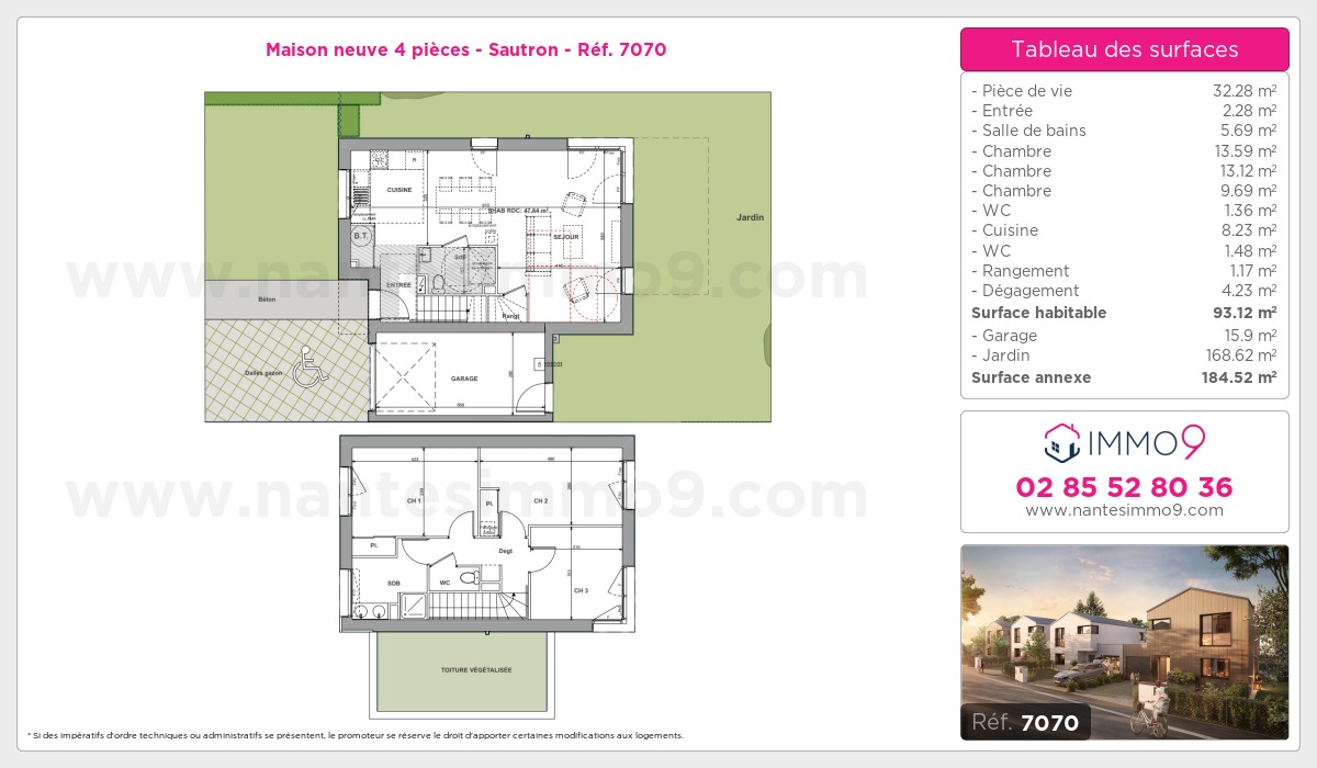 Plan et surfaces, Programme neuf Sautron Référence n° 7070