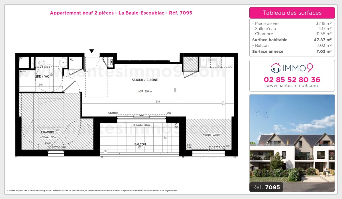 Plan et surfaces, Programme neuf Baule-Escoublac Référence n° 7095