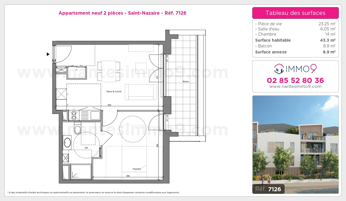 Plan et surfaces, Programme neuf Saint-Nazaire Référence n° 7126