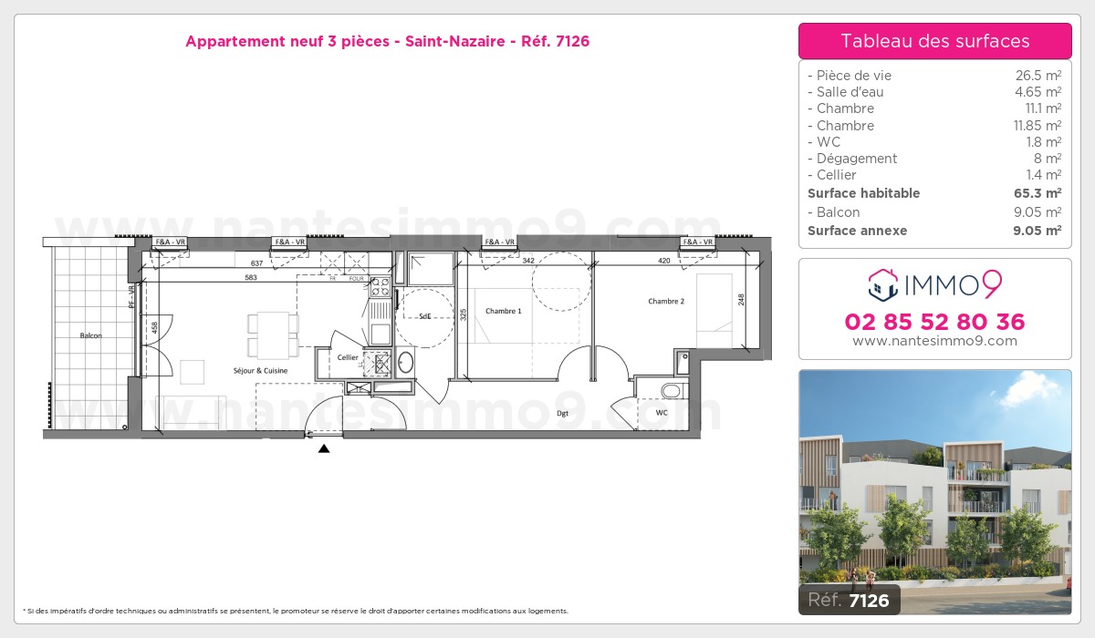 Plan et surfaces, Programme neuf Saint-Nazaire Référence n° 7126