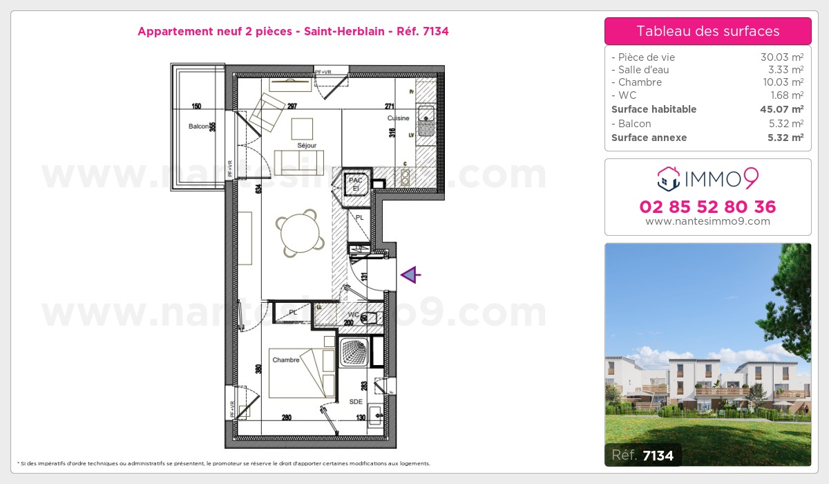 Plan et surfaces, Programme neuf Saint-Herblain Référence n° 7134